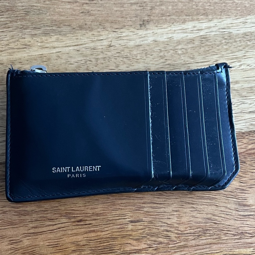 YSL // Navy Card Case